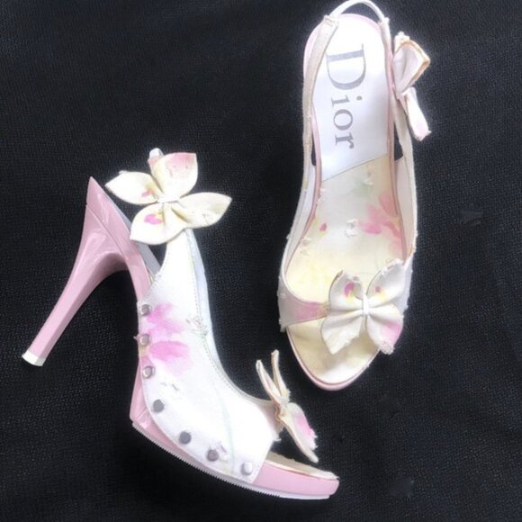 Auc Dior Monogram Vintage Diorissimo Pink Slingback/Sandals IT 36,5 US 6,5 - Picture 3 of 15